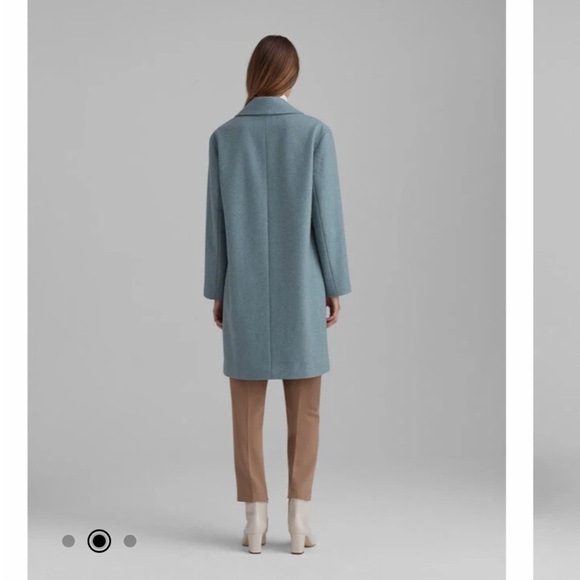 Club Monaco Relaxed Double-Breasted Wool Blend Coat Green Size L Oversize - Picture 4 of 13